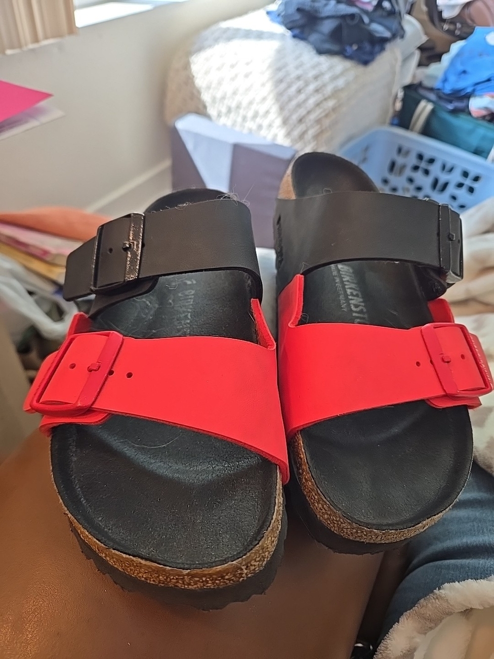 BIRKENSTOCK Arizona Split Birko-Flor Sandal - Red/Black 38